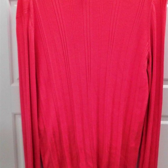 New St John Flamingo Pink Lightweight Knit Button Down‎ Cardigan sz L $495rt - Picture 3 of 4